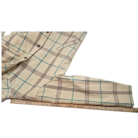 Vtg 40s Jumbo Jac Wool Jacket Mens L /XL Cream Plaid Merrill Woolen Mills 1940s - Picture 13 of 13